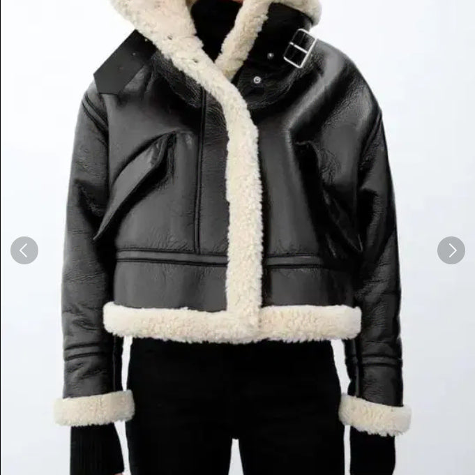 [BUNJANG] Zara Leather Mustang Jacket / 자라 레더 무스탕 새상품
