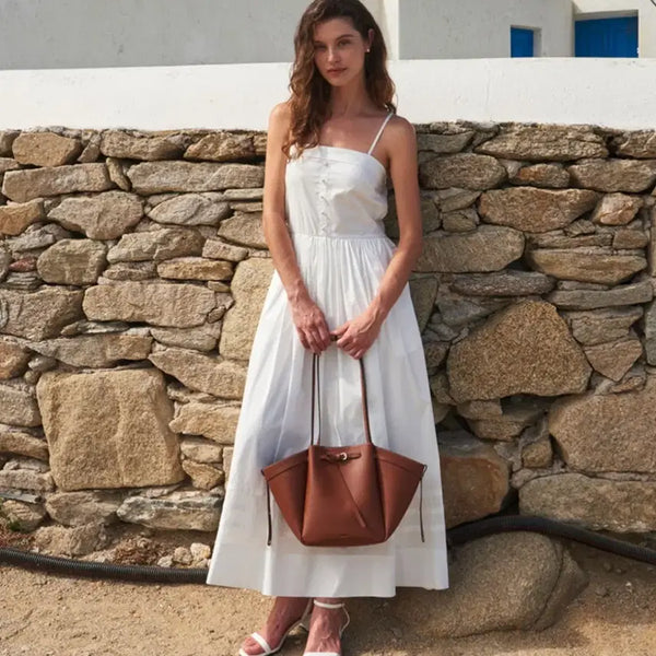 [BUNJANG] Polnua White Bustier Camisole Long Dress - Small / 폴뉴아 화이트 뷔스티에 끈나시 롱원피스 스몰