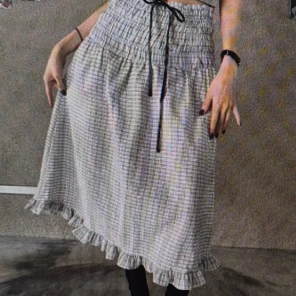 [BUNJANG] Frill Plaid Midi Skirt / (해외배송)체크무늬 프릴 스커트 2컬러