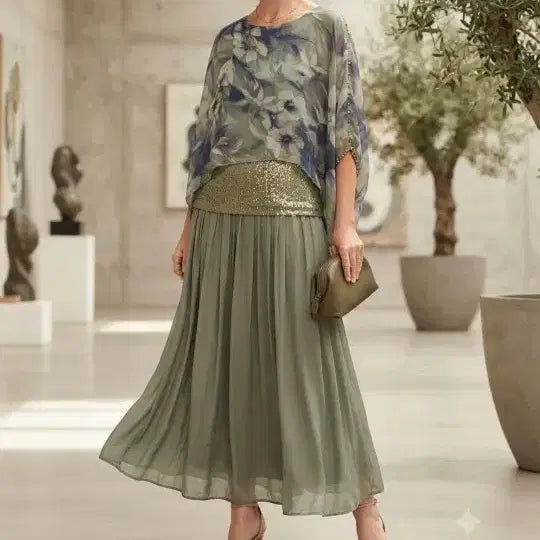 [BUNJANG] Italian Import Chiffon Flower Pattern Blouse and Skirt Set / 이태리 수입 쉬폰 플라워 패턴 블라우스 앤 스커트 세트77