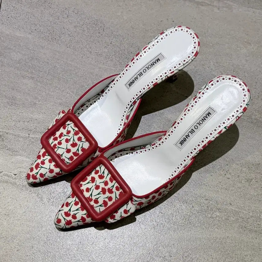 [BUNJANG] Manolo Blahnik Floral Mules Heels / 마놀로 블라닉 플로럴 뮬 힐