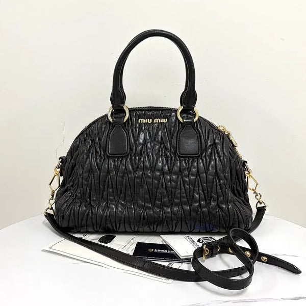 [BUNJANG] Miu Miu Gathered Leather Black Tote & Shoulder Bag / [감정완료] 미우미우 마테라쎄 토트백 & 숄더백 블랙