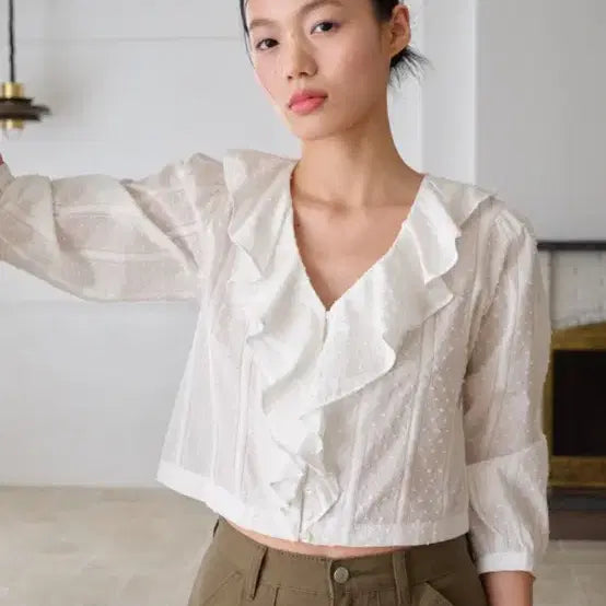[BUNJANG] Shop Magnet Ruffle Blouse / 샵마그넷 러플블라우스