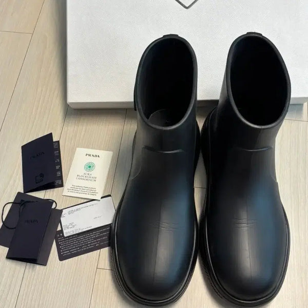 [BUNJANG] Prada Mellow Rubber Rain Boots Black / 프라다장화