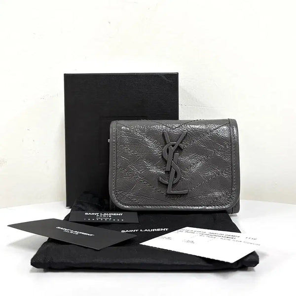 [BUNJANG] Saint Laurent Niki Compact Trifold Wallet Grey Leather / 생로랑 니키 컴팩트 3단 지갑 (583570)