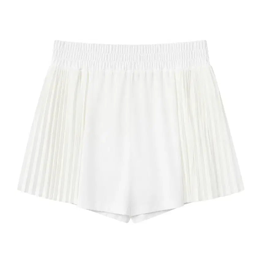 [BUNJANG] Women's White Pleated Banding Short Pants / 여성F/ 화이트 플리츠 밴딩 숏 팬츠 6-112