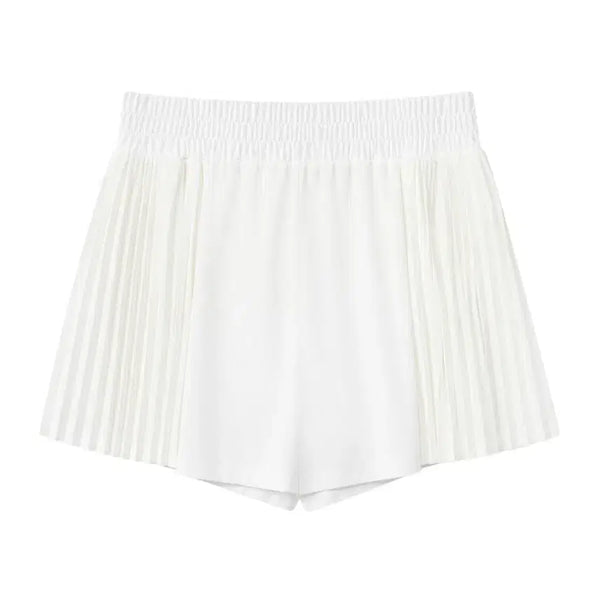 [BUNJANG] Women's White Pleated Banding Short Pants / 여성F/ 화이트 플리츠 밴딩 숏 팬츠 6-112