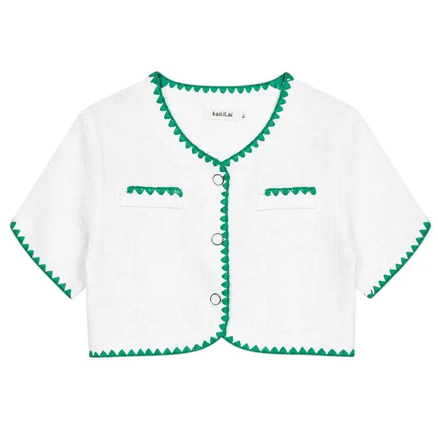 [BUNJANG] Women's Cropped Tweed Jacket / 여성F/ 노카라 크롭 트위드자켓WH 6-113