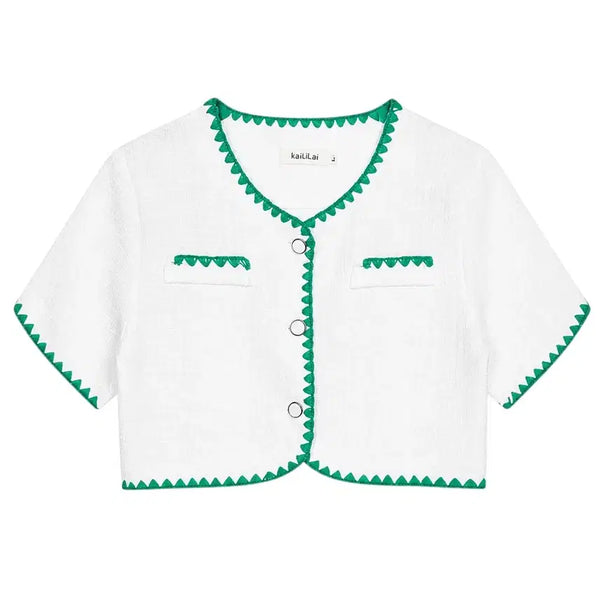 [BUNJANG] Women's Cropped Tweed Jacket / 여성F/ 노카라 크롭 트위드자켓WH 6-113