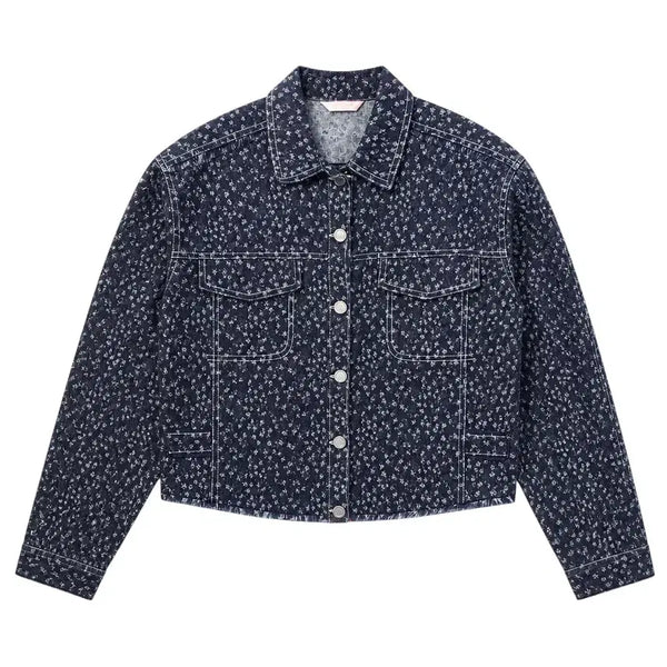 [BUNJANG] Olivia Hassler Pattern Denim Jacket Women's Size 90 / 여성90/ 올리비아하슬러 패턴 데님자켓NV 6-114