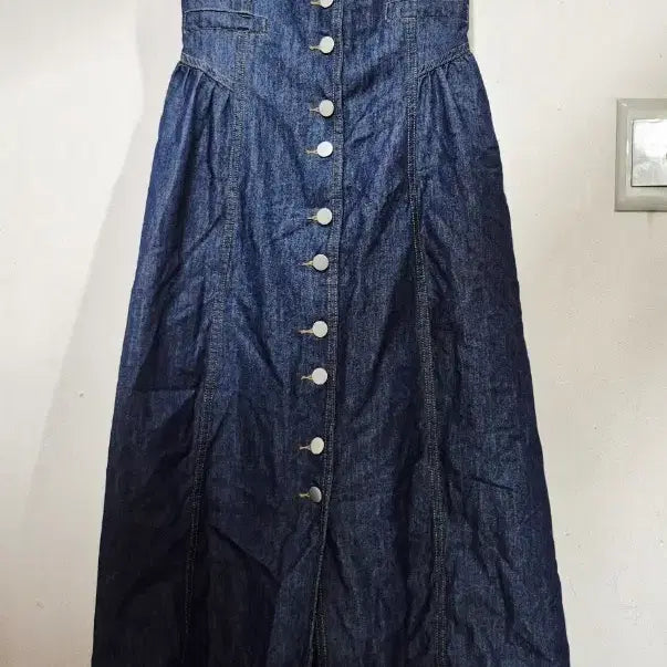 [BUNJANG] Plastic Island Denim Sleeveless Maxi Dress / 플라스틱 아일랜드 끈나시 청청 원피스 25ss