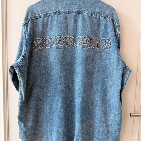 [BUNJANG] Supreme Appliqué Denim Shirt Indigo FW25 / 슈프림(SUPREME) 아플리케 데님 셔츠 인디고 25FW