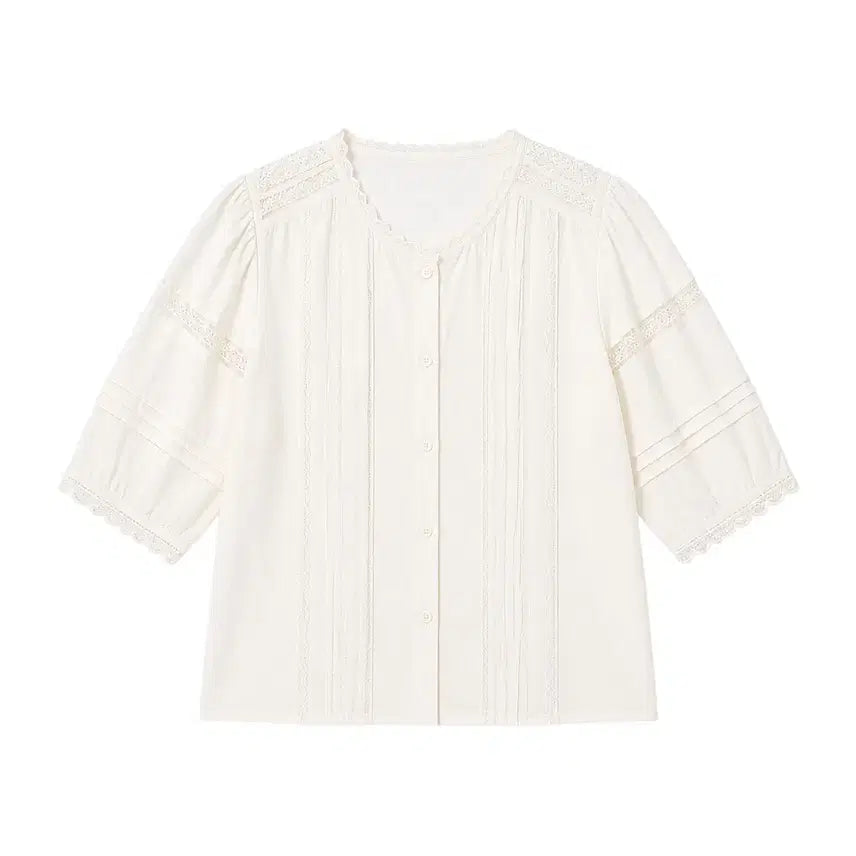 [BUNJANG] Women's Ivory Lace Blouse / 여성F/ 아이보리 레이스 블라우스 6-2