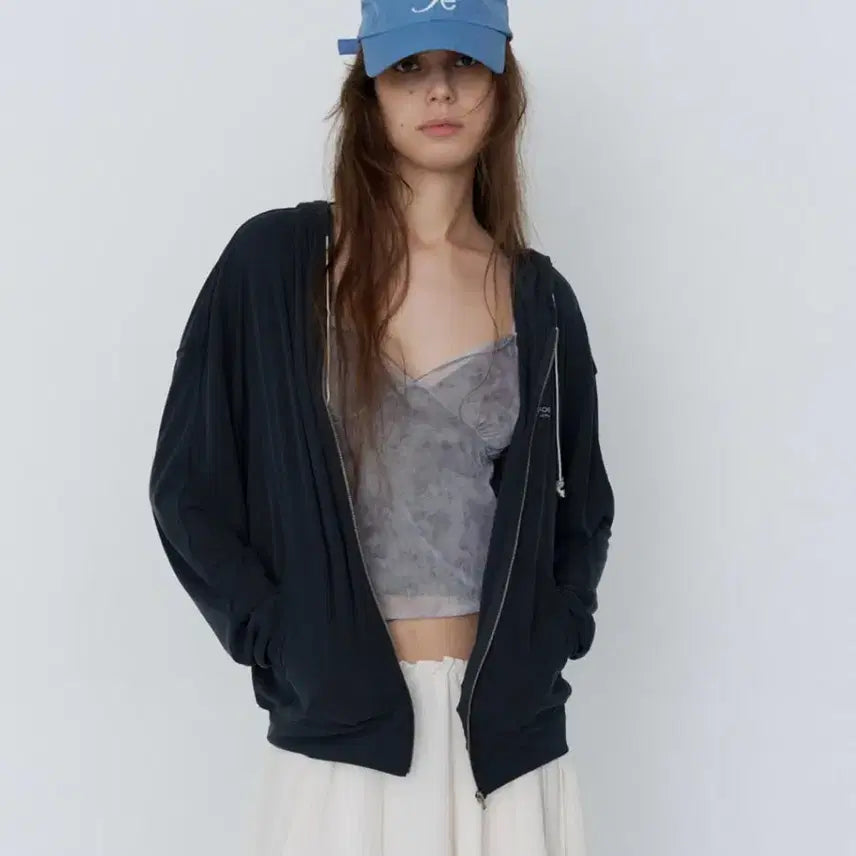[BUNJANG] Poeto Jersey Hoody Zip-up Black / (1회착용) 포에토 jersey hoody zipup 저지 후드집업
