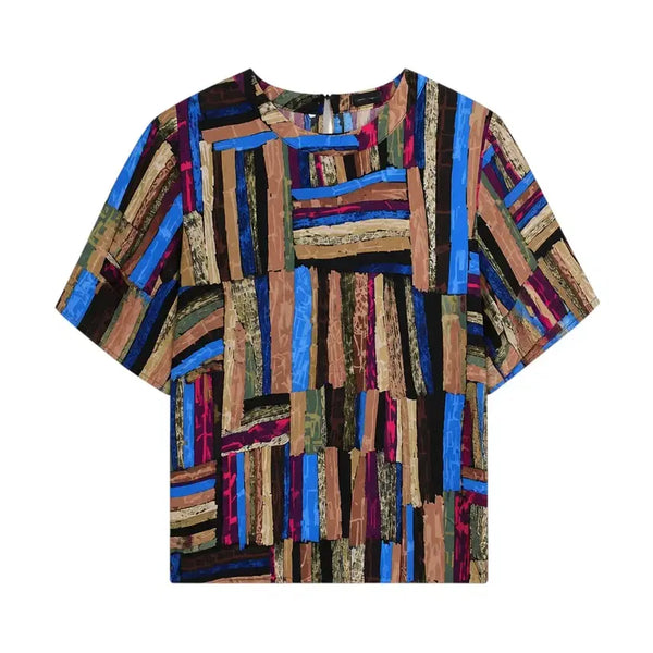 [BUNJANG] Women's Multicolor Loose Fit 5-Button Blouse / 여성F/ 멀티컬러 루즈핏 5부 블라우스 6-3
