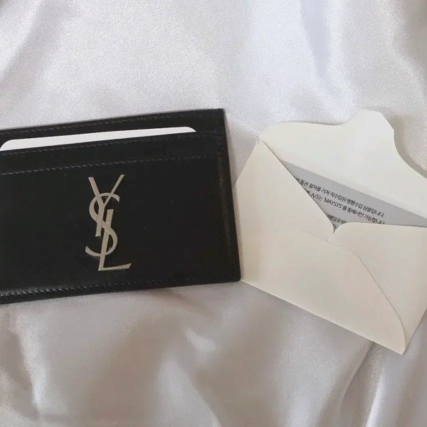 [BUNJANG] Saint Laurent Cassandre Monogram Silver Tone Card Case / 생로랑 카드지갑 새상품 선물용 가능/카상드르 모노그램 은장 카드 케이스