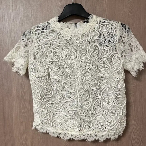 [BUNJANG] Zara Trafaluc White Lace Blouse S / (새제품)ZARA 트라팔룩 화이트 레이스 블라우스 S