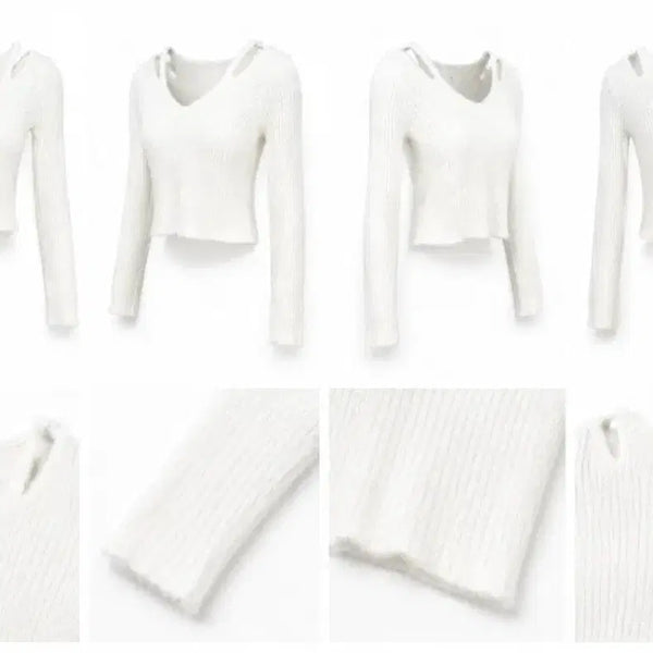 [BUNJANG] White Cut-Out Knit Sweater / 새상품급!(가격제안O)화이트 컷아웃 니트 싸게 판매 합니다!