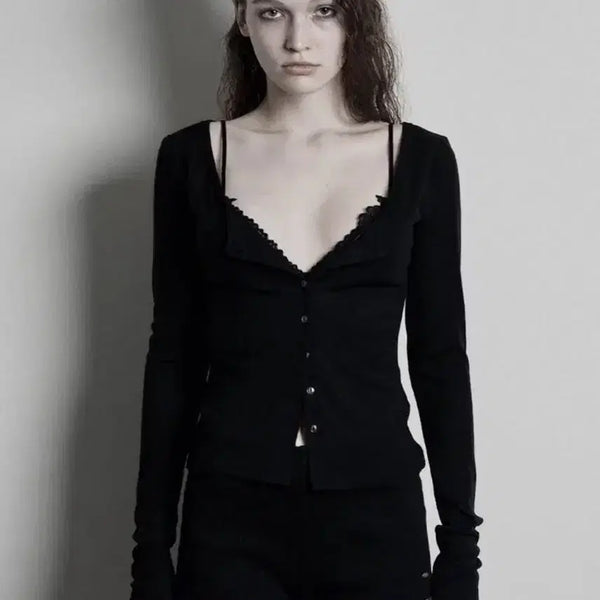 [BUNJANG] Bohemian Seoul Basic Scoop Cardigan Black / 보헤미안서울 베이직 스쿱 가디건 블랙