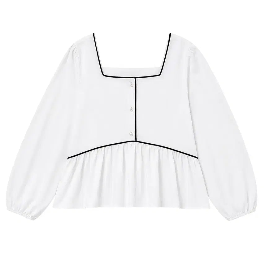 [BUNJANG] Women's Flutter Balloon Square Neck Blouse / 여성F/ FLUTTER 벌룬 스퀘어넥 블라우스 6-26