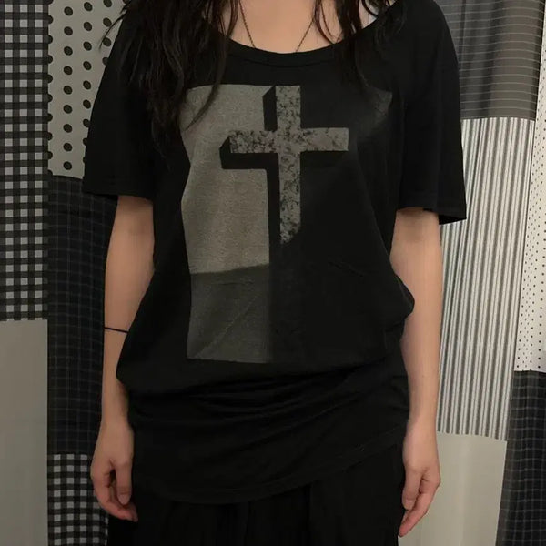 [BUNJANG] Mihara Yasuhiro Cross Printing T-Shirt / 미하라야스히로 크로스 프린팅 티셔츠