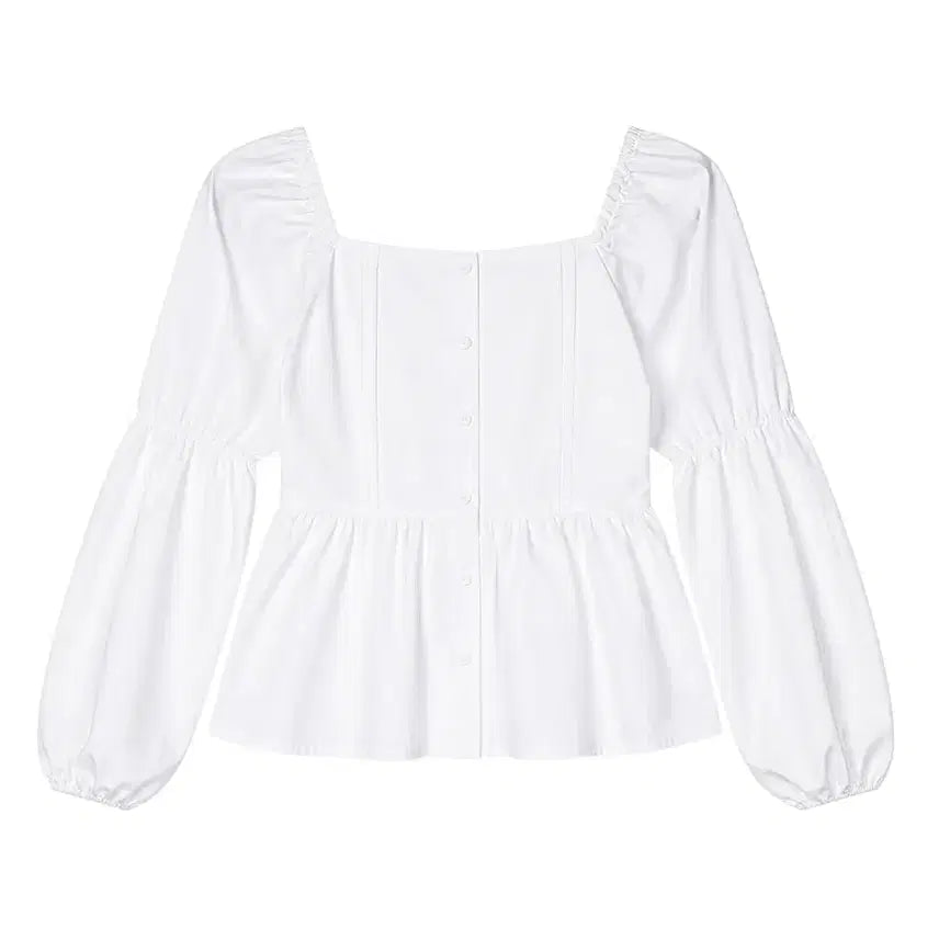 [BUNJANG] Women's Flutter Square Neck Blouse / 여성F/ FLUTTER 스퀘어넥 블라우스WH 6-26
