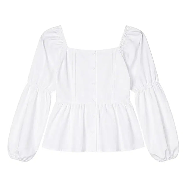 [BUNJANG] Women's Flutter Square Neck Blouse / 여성F/ FLUTTER 스퀘어넥 블라우스WH 6-26