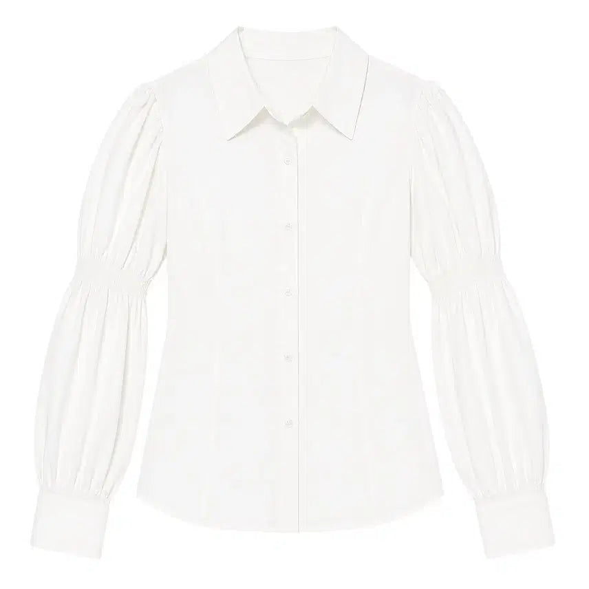 [BUNJANG] Women's White Puff Sleeve Shirt Blouse / 여성M/ 화이트 퍼프소매 셔츠블라우스 6-27