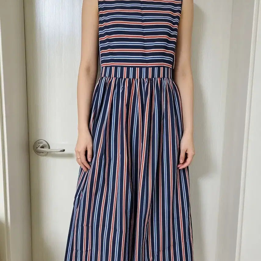 [BUNJANG] Line Edit & Seen Striped Sleeveless Long Dress / 라인에디센 줄무늬 민소매 원피스