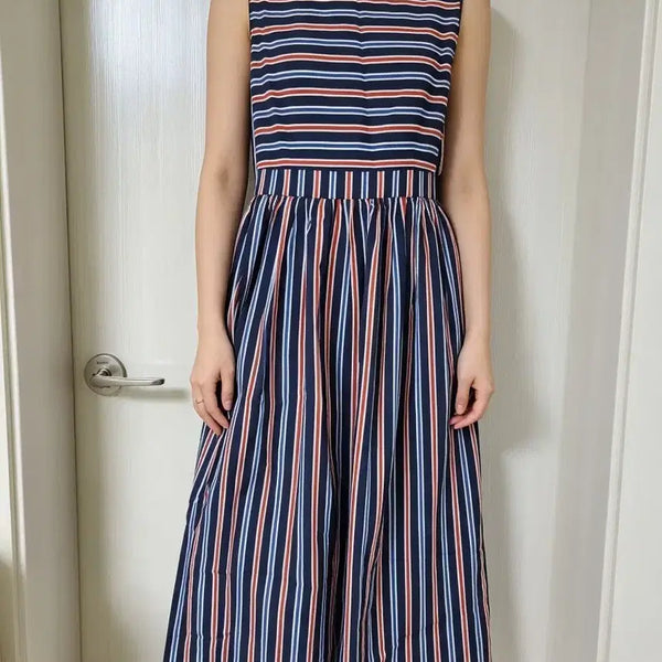 [BUNJANG] Line Edit & Seen Striped Sleeveless Long Dress / 라인에디센 줄무늬 민소매 원피스