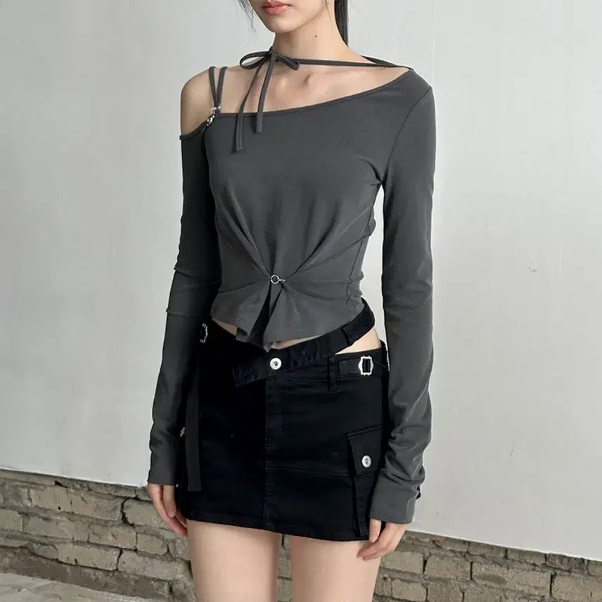[BUNJANG] Pain Or Pleasure Ruby Hook Long Sleeve Charcoal S / 페인오어플레져 루비 후크 롱슬리브 차콜 s