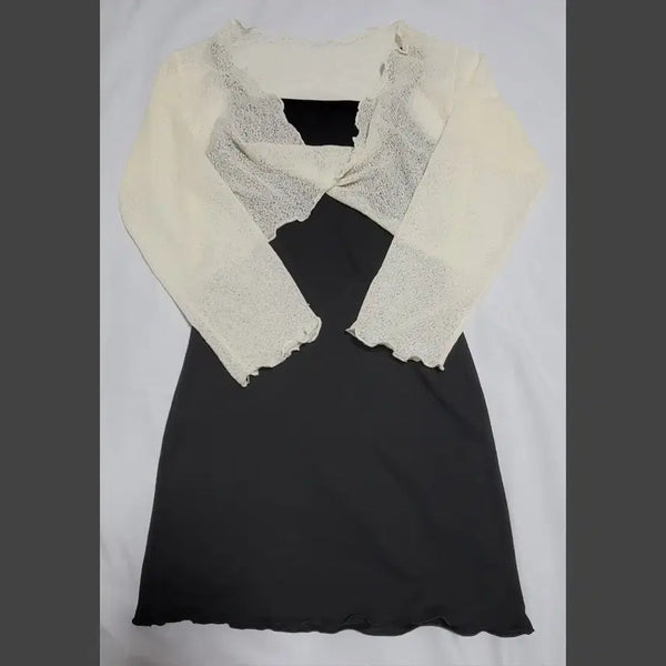 [BUNJANG] Two-Piece Set: Summer Knit Top and Camisole Dress / [프리사이즈] 여름 니트 + 나시 원피스 (투피스 코디 세트)