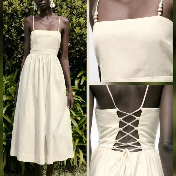 [BUNJANG] ZARA Linen Long Dress / 자라 린넨 롱 원피스  휴가 휴양지 여신 원피스