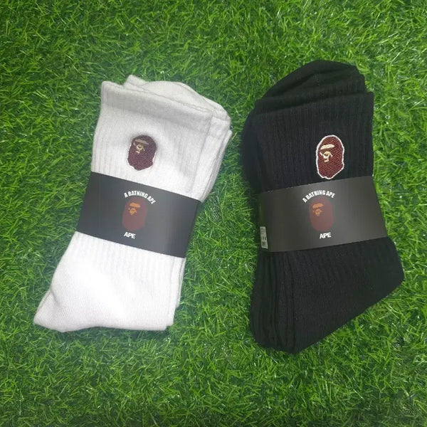 [BUNJANG] A BATHING APE BAPE Signature Logo Socks (Black/White, 6 Pairs) / A BATHING APE 베이프 양말 블랙/화이트