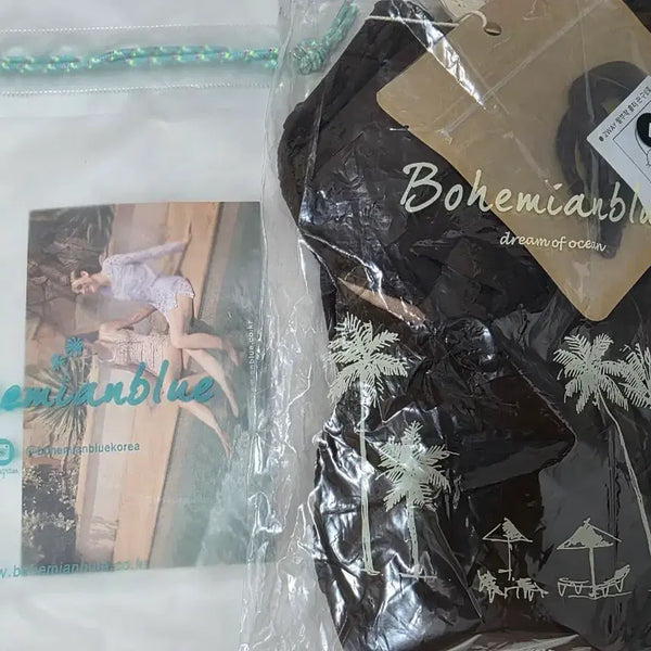 [BUNJANG] Bohemian Blue Heart Shirring One-Piece Swimsuit / 보헤미안블루 하트 셔링 수영복 비키니