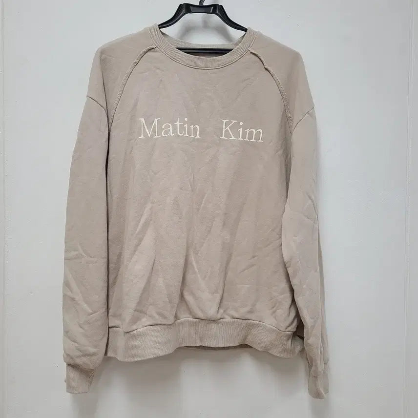 [BUNJANG] Matinkim Sweatshirt Beige Cotton / 마뗑킴 맨투맨 free
