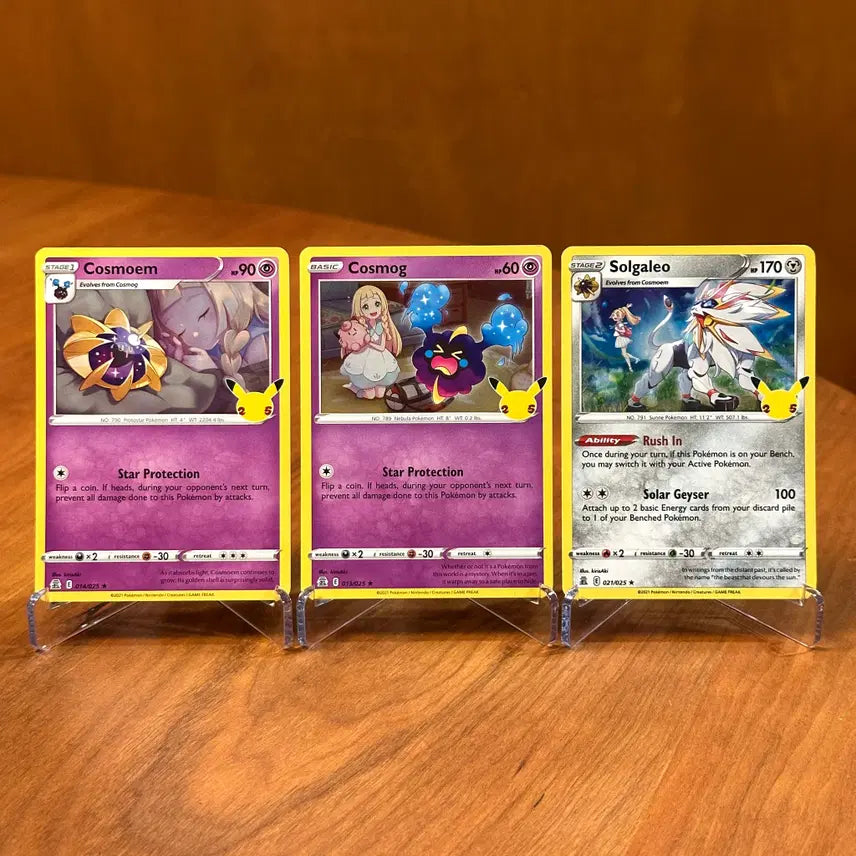 [BUNJANG] Pokemon 25th Anniversary Lillie Set Hologram (Cosmog & Cosmoem & Solgaleo) North America Version / (영판) 북미 25주년 릴리에 세트 홀로그램 (코스모그 & 코스모움 & 솔가레오)