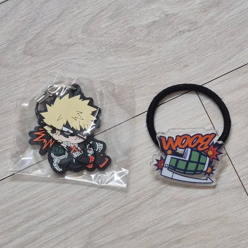 [BUNJANG] My Hero Academia Katsuki Bakugo Rubber Keychain & Hair Tie Set / 나히아 히로아카 바쿠고카츠키 고무키링 가챠 판매 머리끈 증정