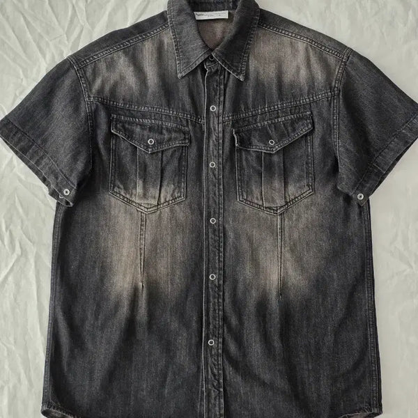 [BUNJANG] Denim Research Lab Vintage Wash Short Sleeve Shirt / 데님리서치랩 빈티지 워싱 반팔 셔츠