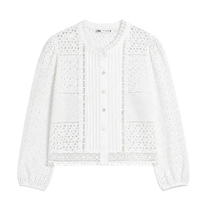 [BUNJANG] Zara Punching Lace Blouse White / 여성S/ 자라 펀칭 레이스블라우스WH A-100