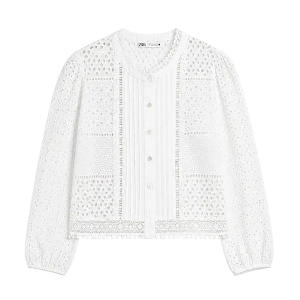 [BUNJANG] Zara Punching Lace Blouse White / 여성S/ 자라 펀칭 레이스블라우스WH A-100