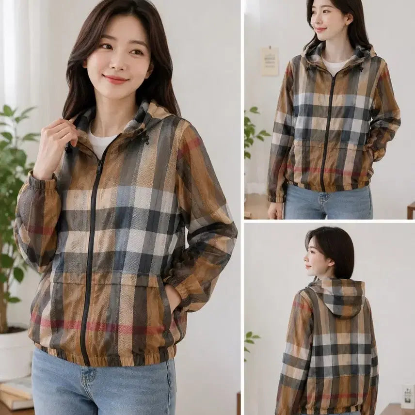 [BUNJANG] Checkered Mesh Windbreaker Jacket / 체크 메쉬 비람막이