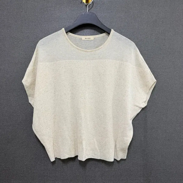 [BUNJANG] Milsstudio Women's Knit Short Sleeve Top Ivory BO2586 / 밀스튜디오 여성 88-165 여름 니트 반팔 아이보리 BO2586