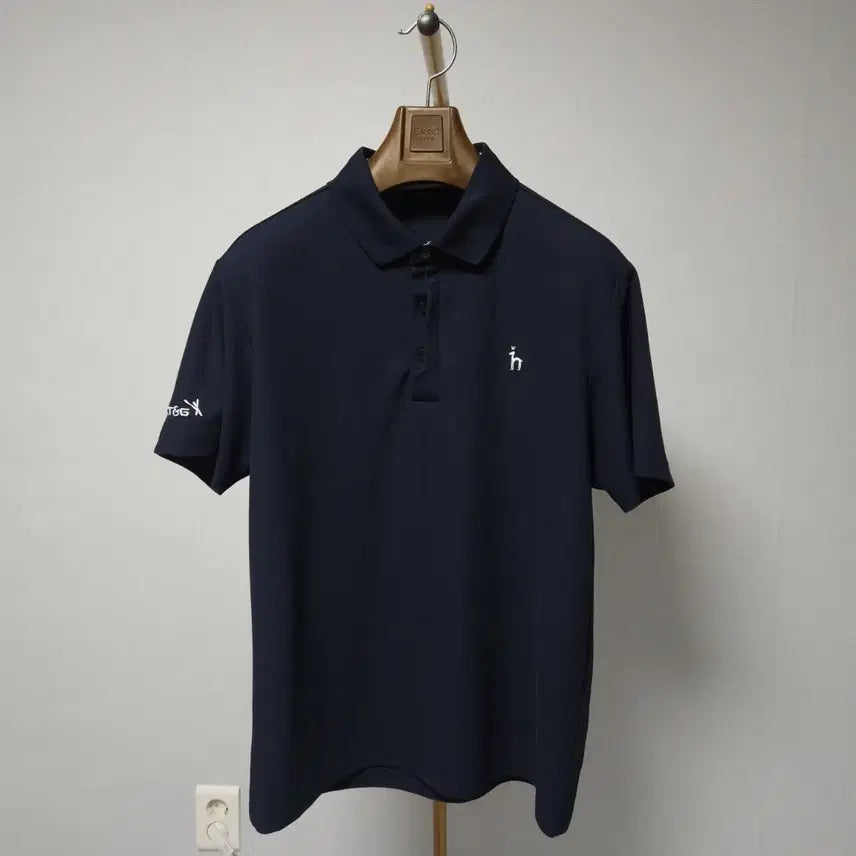 [BUNJANG] Hazzys Golf Men's Functional Short-Sleeve Polo Shirt Navy / 100 ) 헤지스 골프 남성 기능성 반팔 카라티 네이비