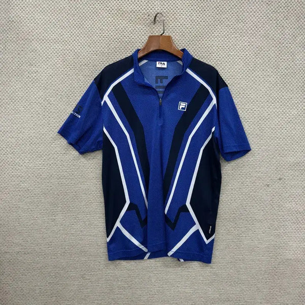 [BUNJANG] Fila Outdoor Functional Half-Zip Short-Sleeve T-Shirt 105 / 필라 아웃도어 기능성 반집업 반팔티 105 D03353
