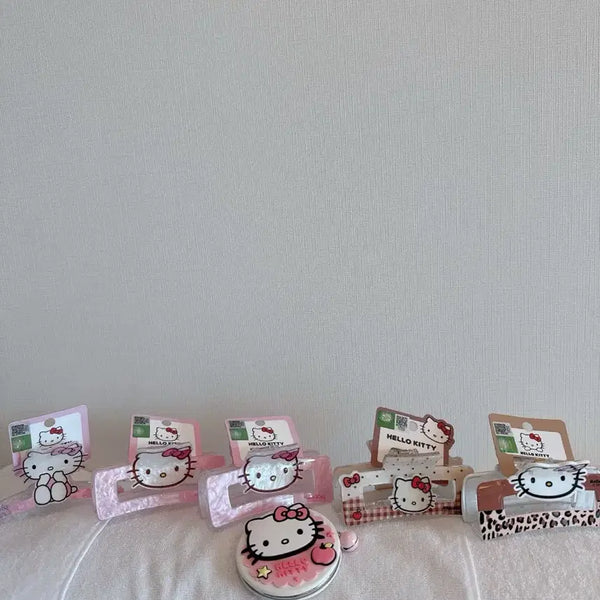 [BUNJANG] Hello Kitty Hair Claw Clip Set + Free Mirror / 헬로키티 헤어 집게핀 세트 + 손거울 증정 (새상품)