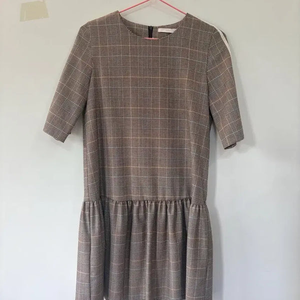 [BUNJANG] Zara Checked Pleated Midi Dress / 자라 체크무늬 주름 원피스