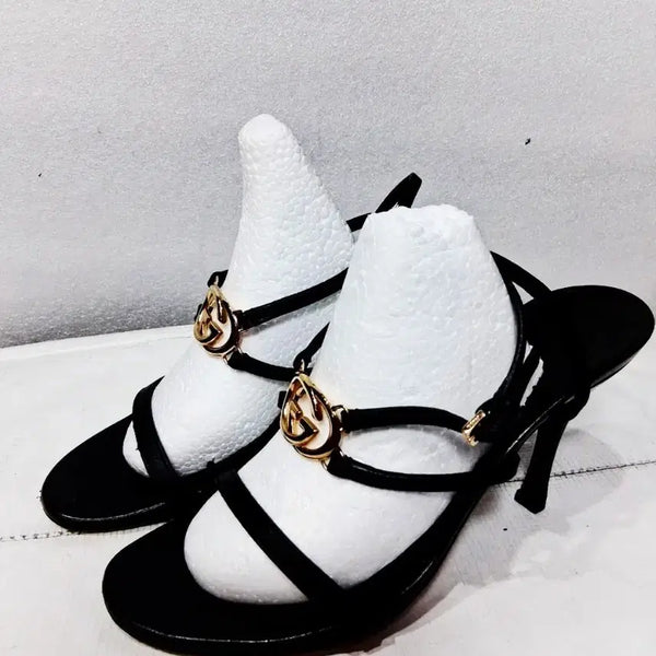 [BUNJANG] Gucci GG Logo Sandals Black Gold / 구찌정품GG로고샌들