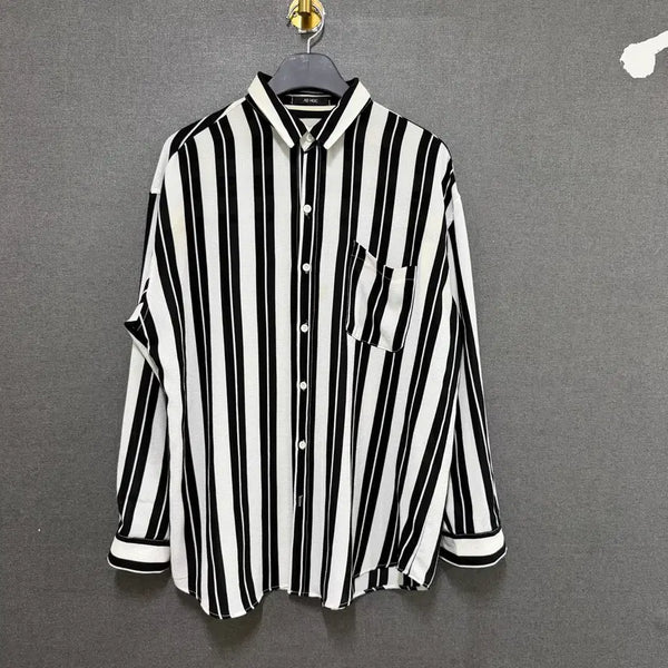 [BUNJANG] Ad Hoc Men's F Stripe Shirt Black/White BO2587 / 애드호크 남성 F 스트라이프 셔츠 블랙/화이트 BO2587