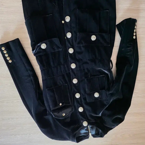 [BUNJANG] Black Velvet Jacket Button Dress / 블랙 벨벳 재킷 금장 단추  원피스가능